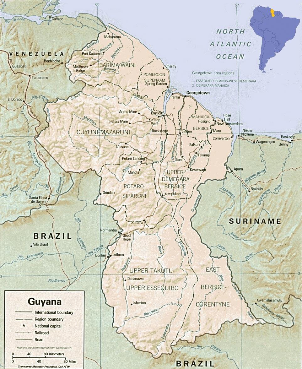 guyana physical map