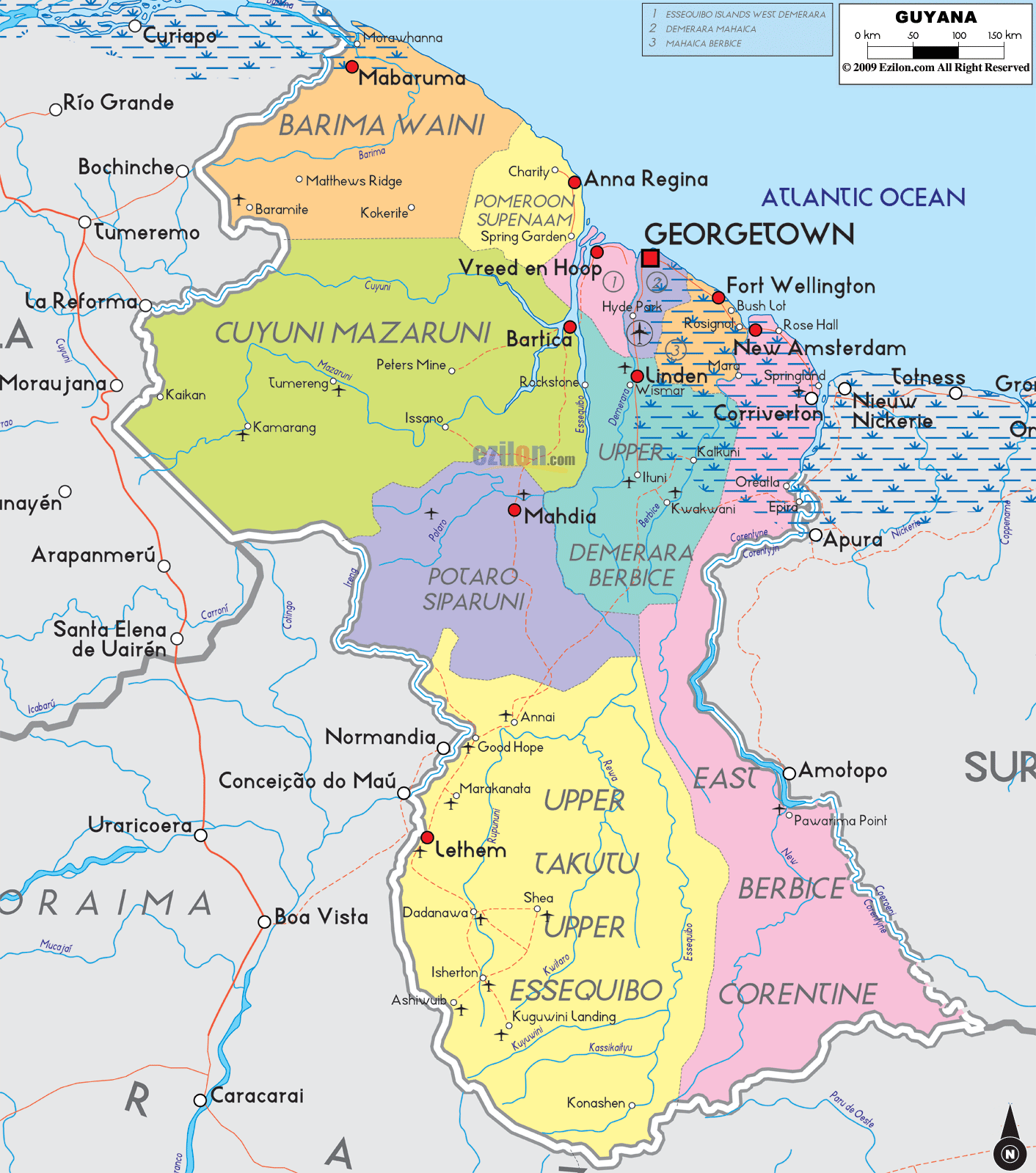 map of Guyana