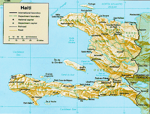 Physical Map of Haiti