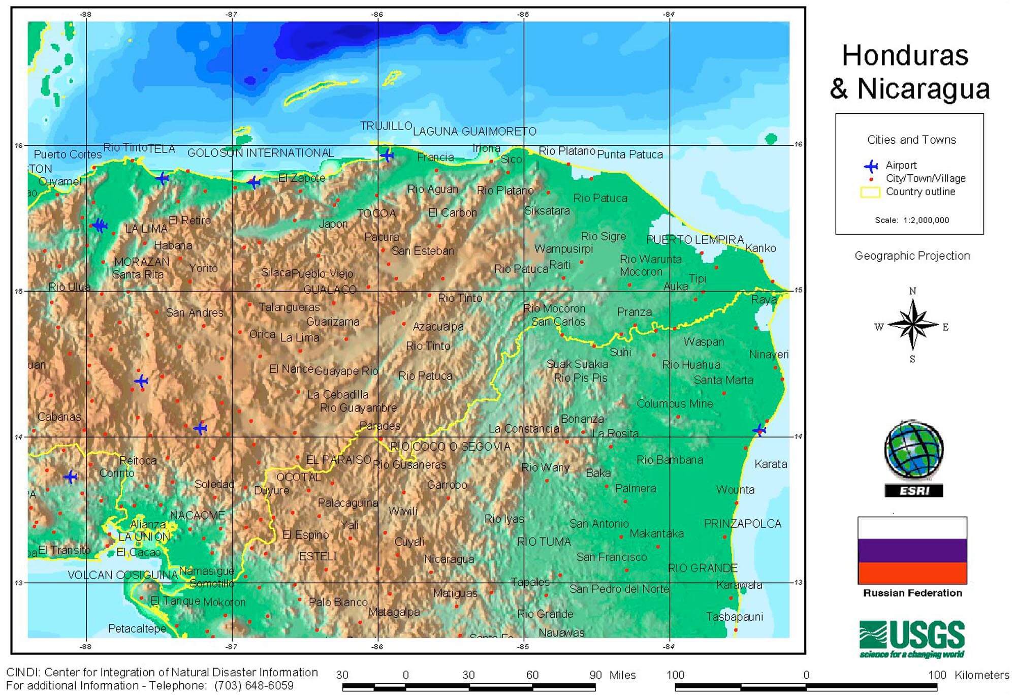 Honduras Map Nicaragua