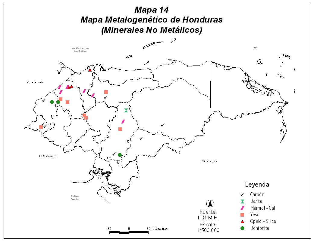 Honduras Mineral Map Non Metallic
