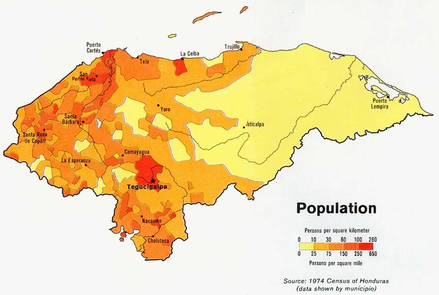 Honduras Population Map 1983