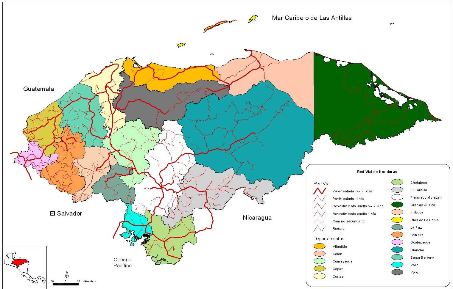 Honduras Road Network Map