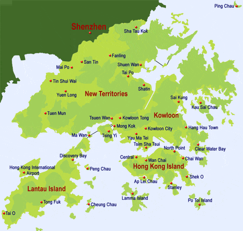 hong kong Kowloon regions map