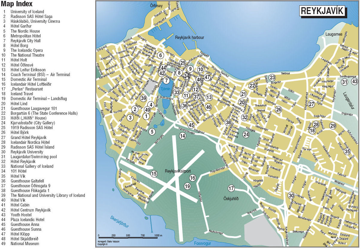 Reykjavik tourist map