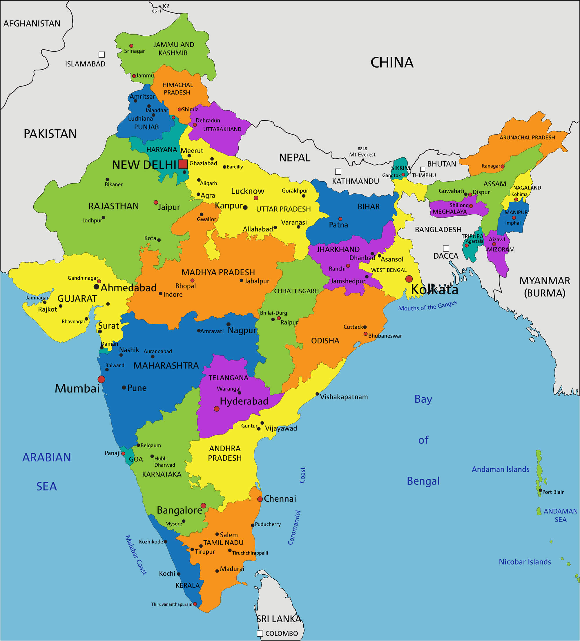 Lista 95+ Foto Mapa De La India Con Division Politica Y Nombres Actualizar