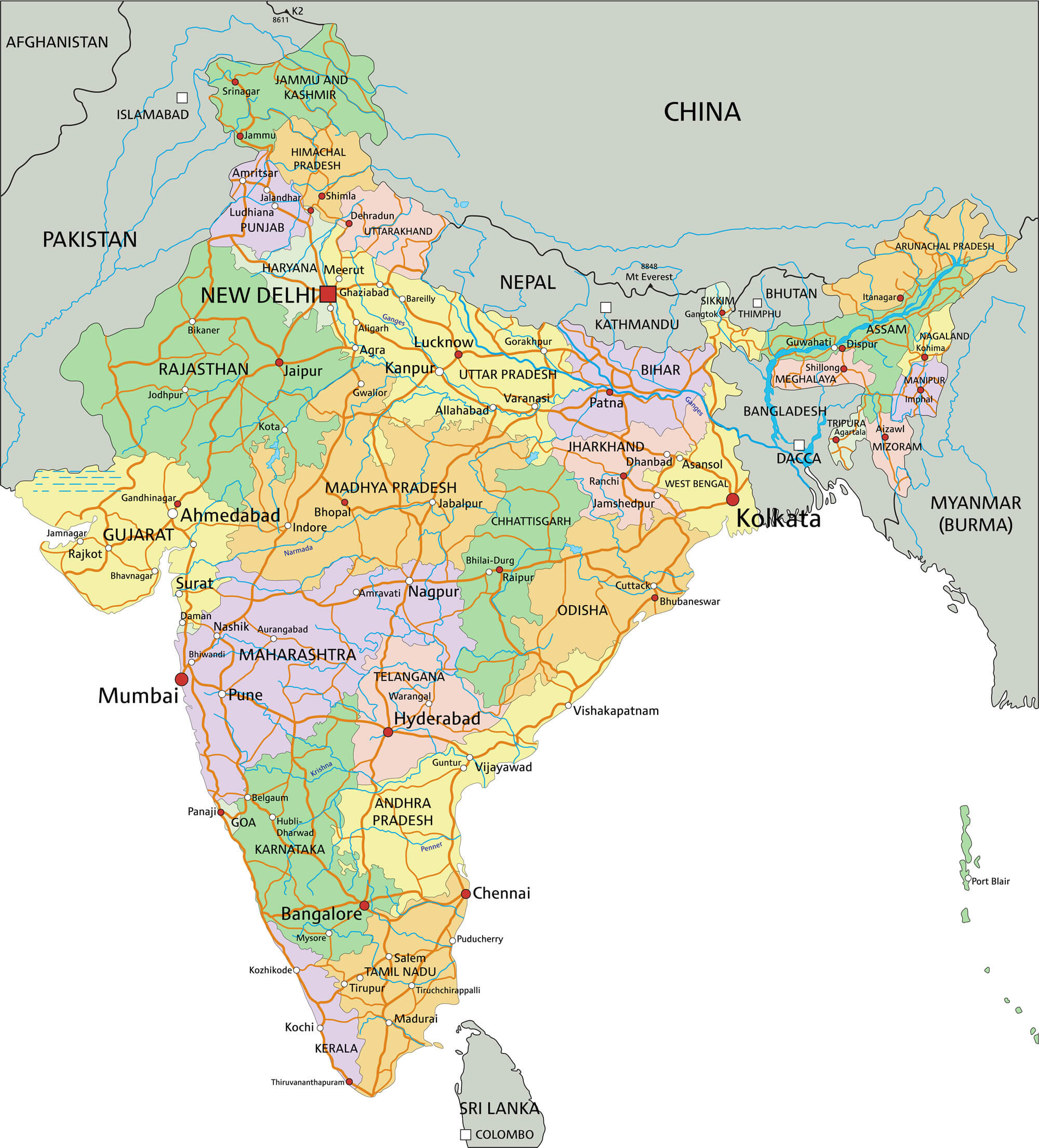 Detailed Map Of India Pdf - Map of world