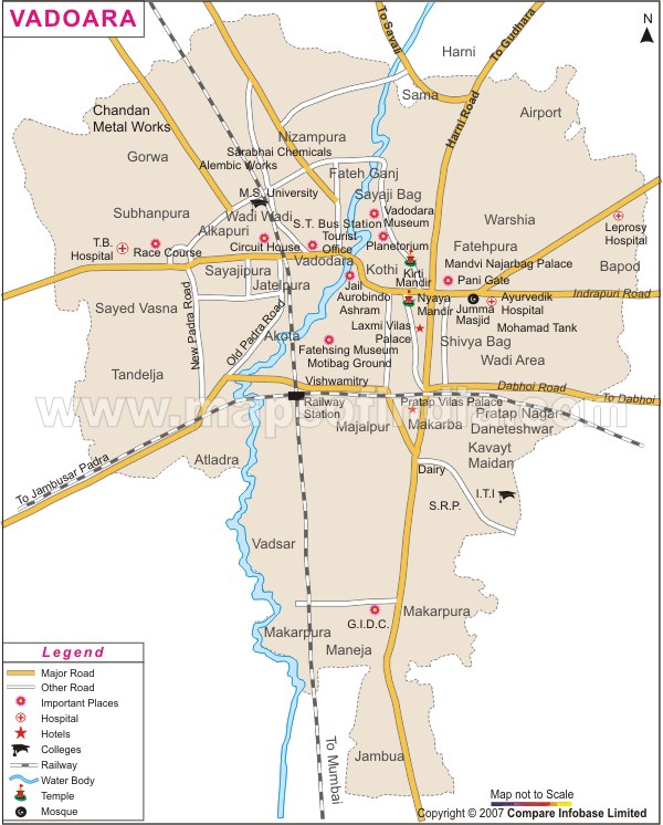 vadodra map Baroda