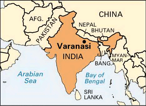 Benares map varanasi