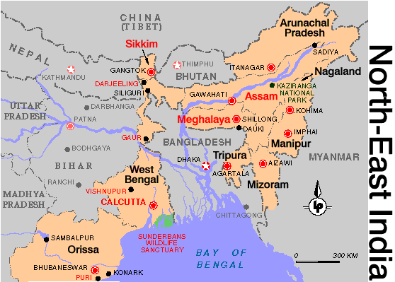 calcutta north east india map