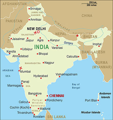 Madras In India Outline Map Chennai Map