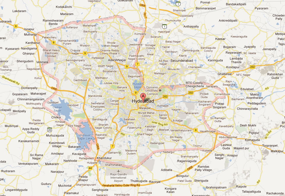 Hyderabad Map With Directions Hyderabad Map - India