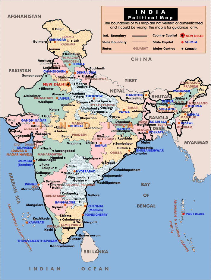 States And Cities Of India Map