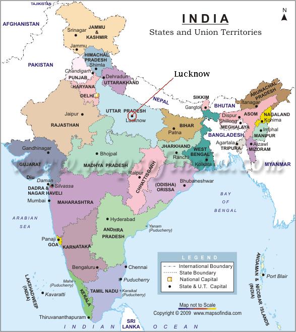 india political map lucknow