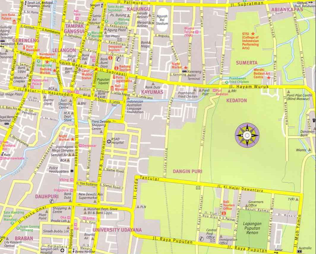 Denpasar city center map
