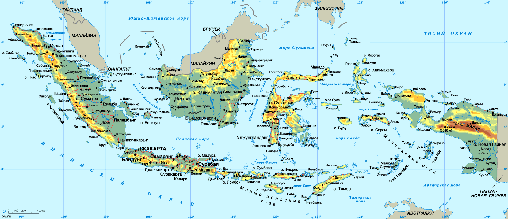 physical map of indonesia