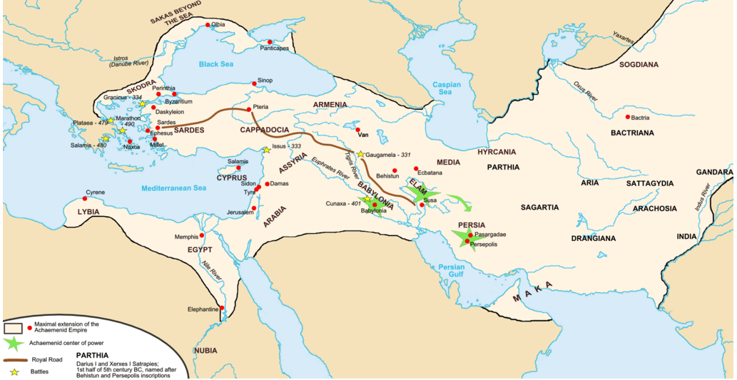 achaemenid empire map darius iran