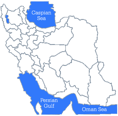 Empty Iran map with Persian Gulf