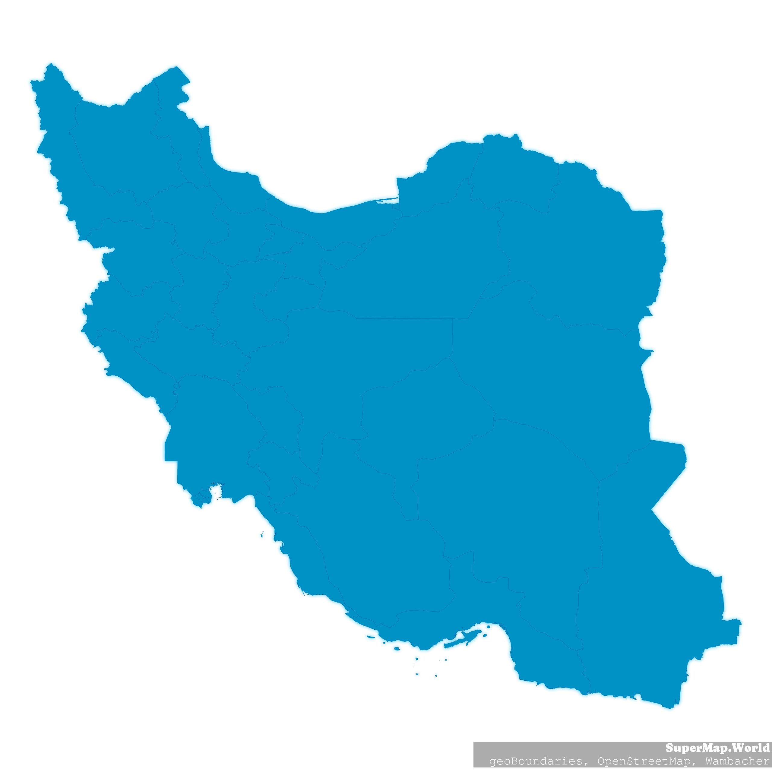 Iran Blank Map with Provincial Boundaries
