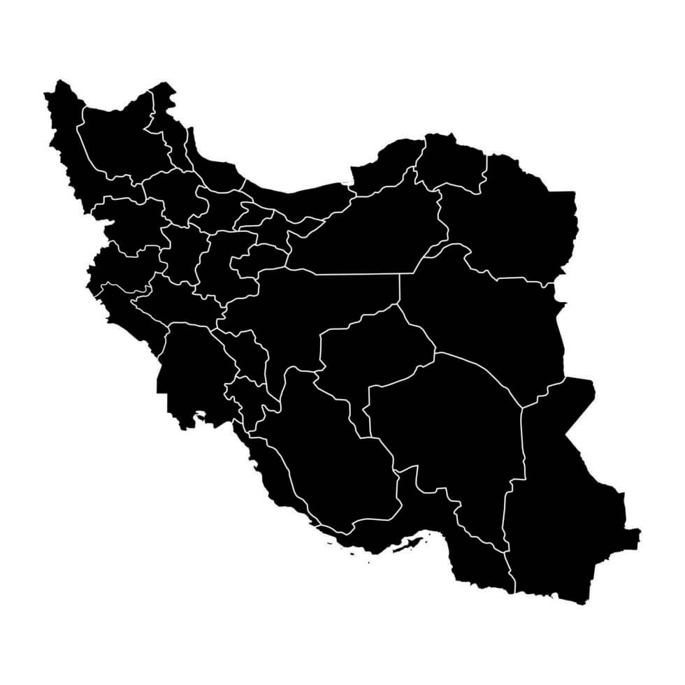 Iran outline map with administrative divisions