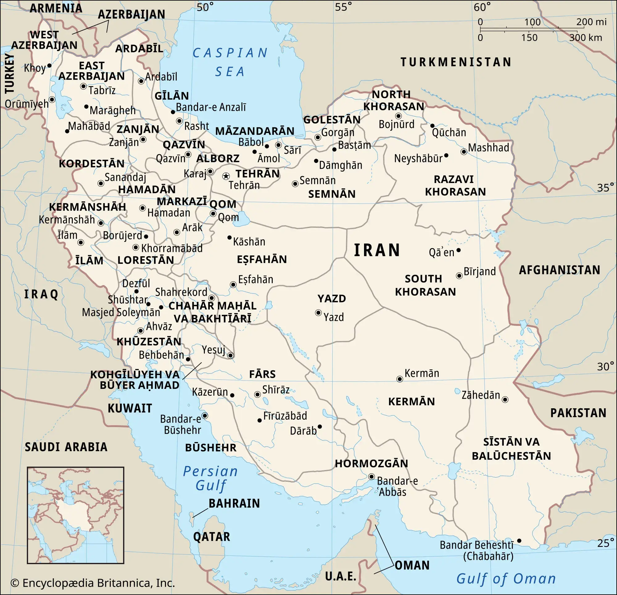 High-resolution Iran provinces map