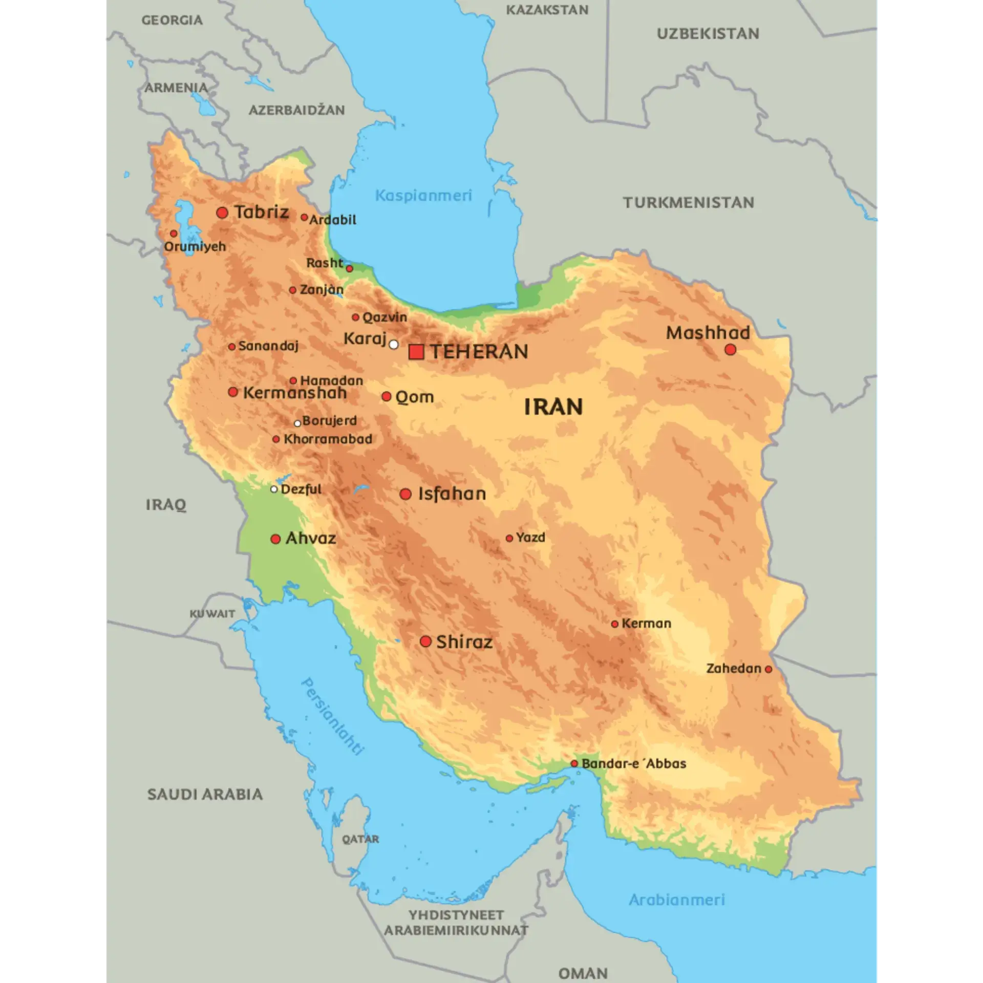 High-resolution physical map of Iran
