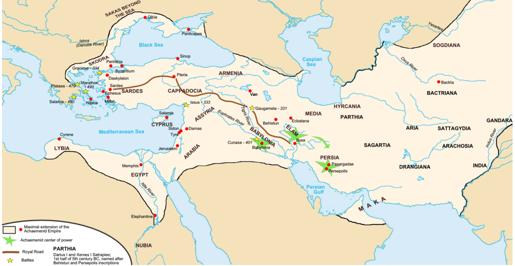Achaemenid Empire map darius Iran