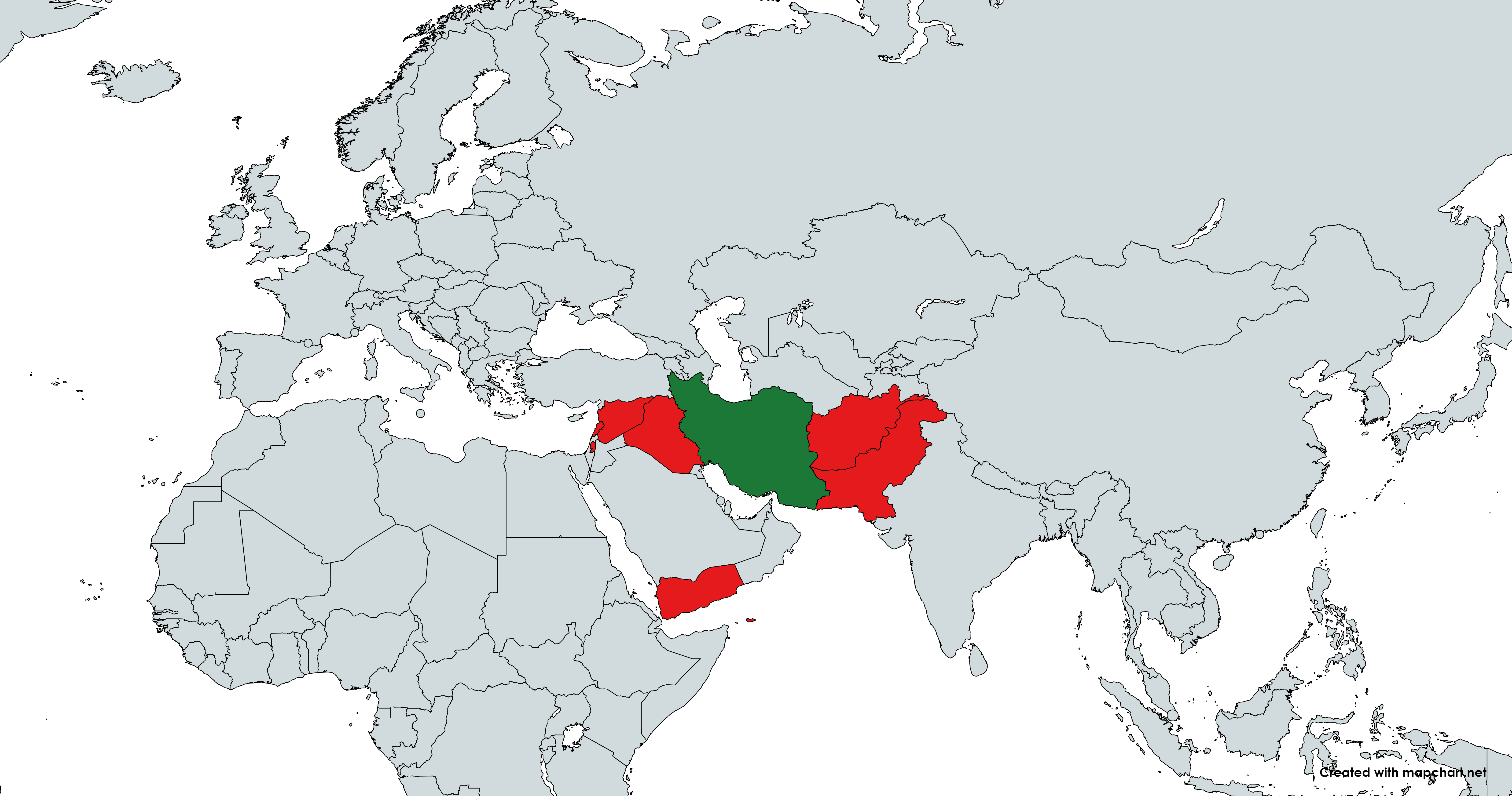 Iran and its sphere of influence map