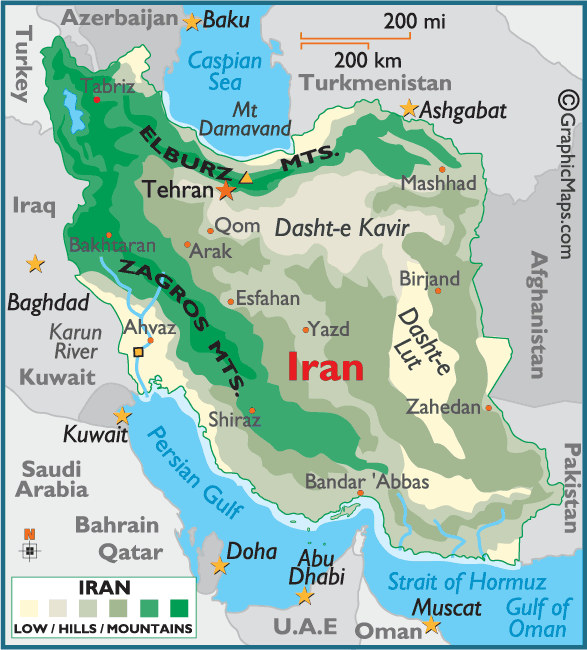 iran map colorful