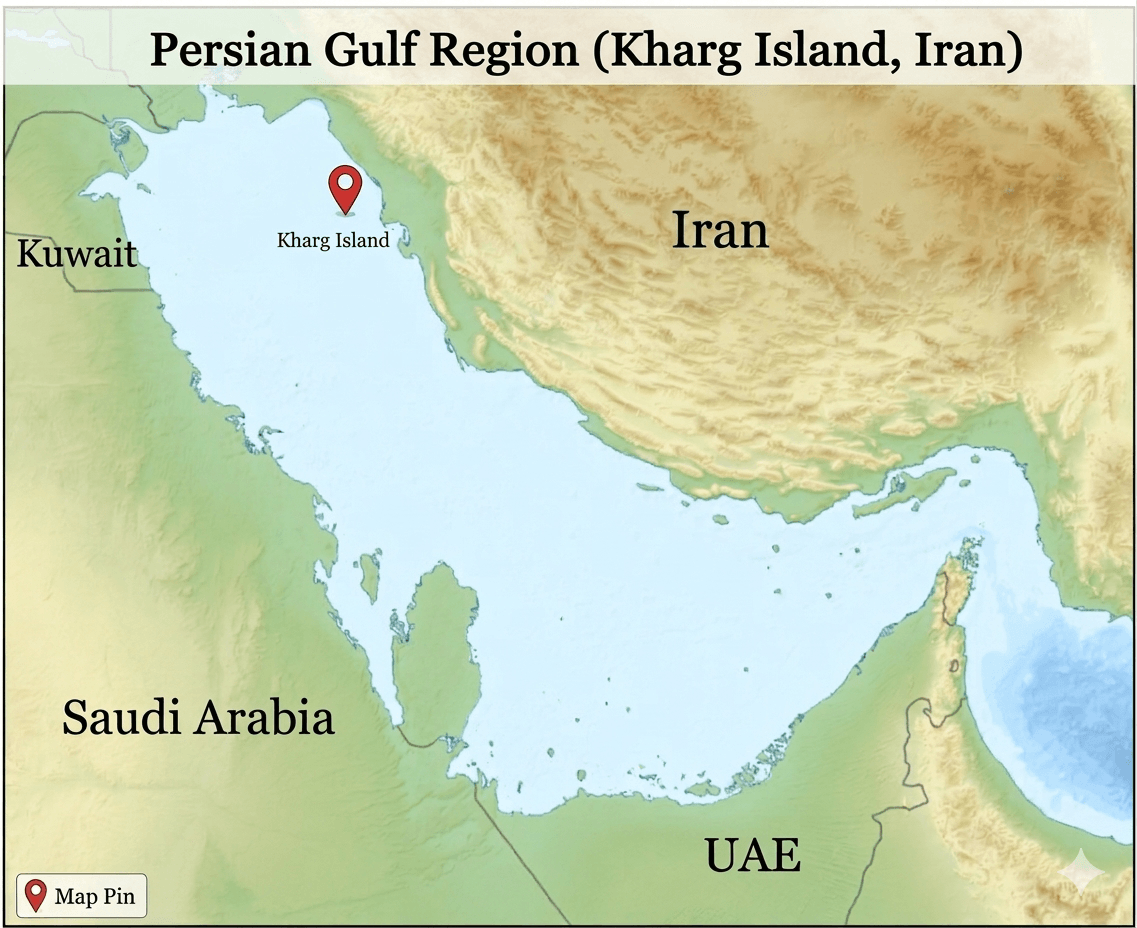 Persian Gulf region and Kharg Island Iran