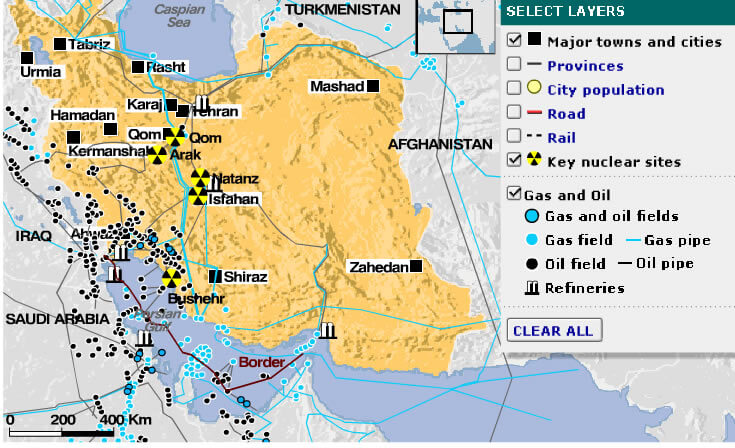 land map of iran