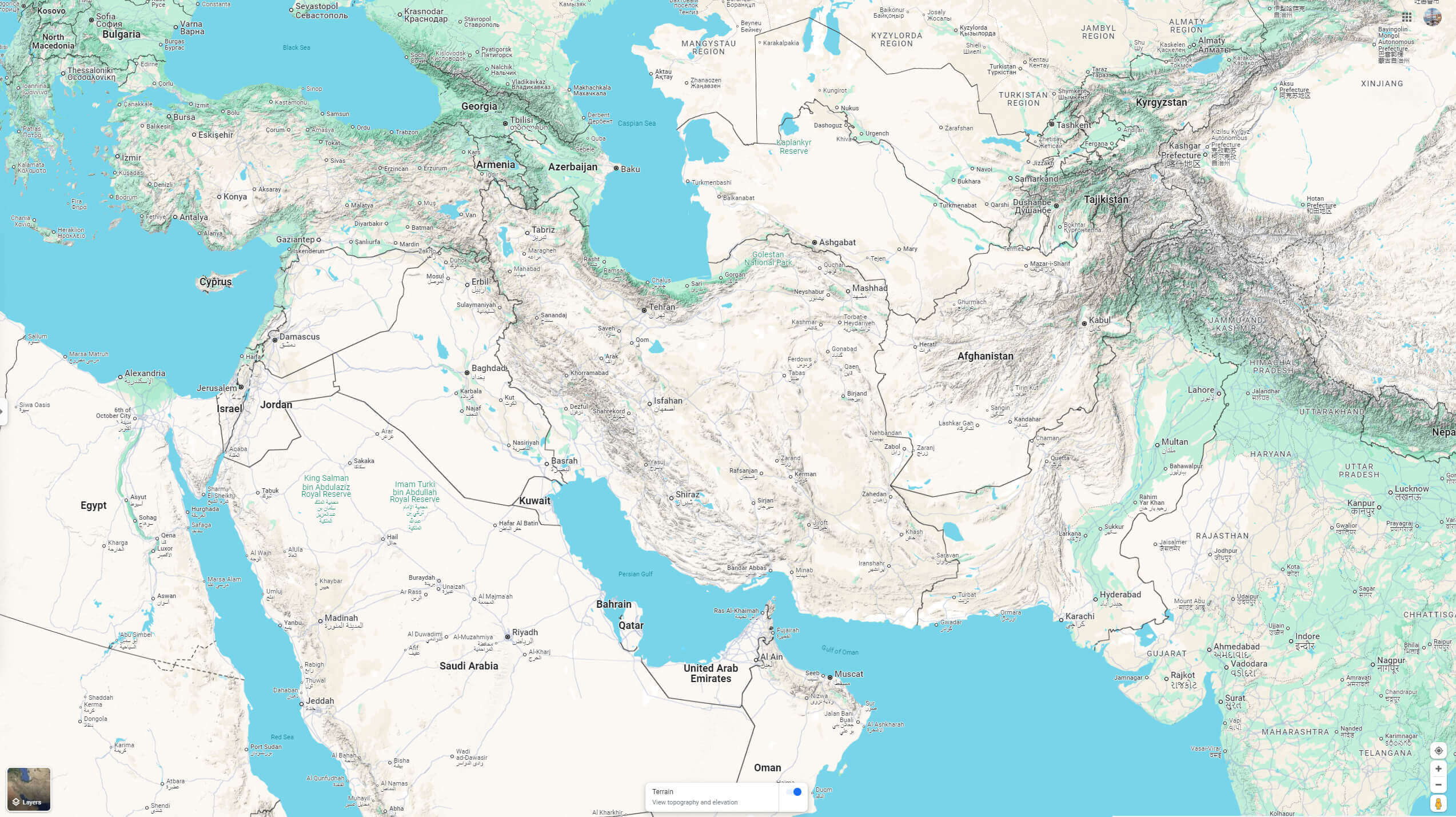 Physical Map Of Iran