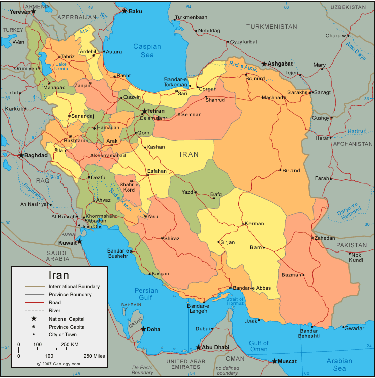 Political map of Iran