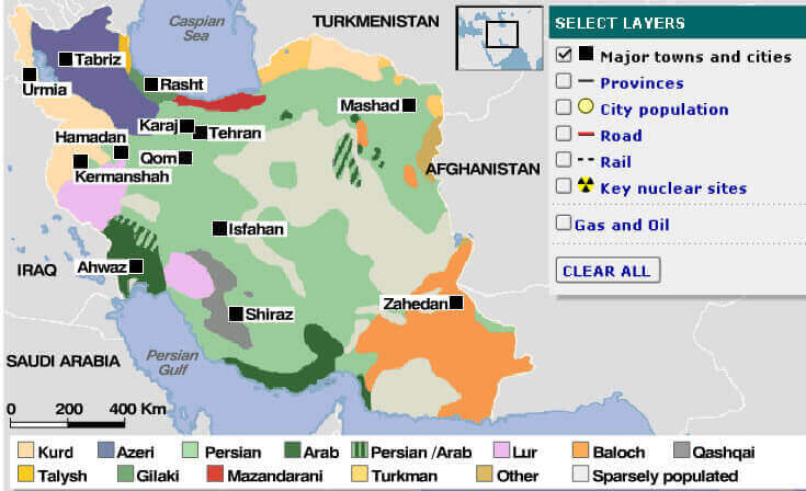 Ethnic groups map of Iran