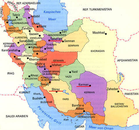 Political Iran map with provinces