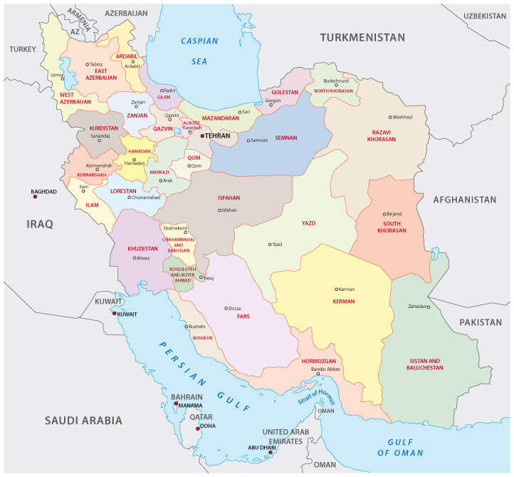 Regions Map of Iran
