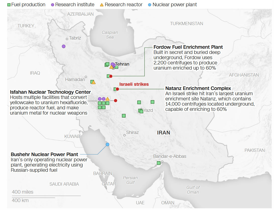 Iran nuclear program map