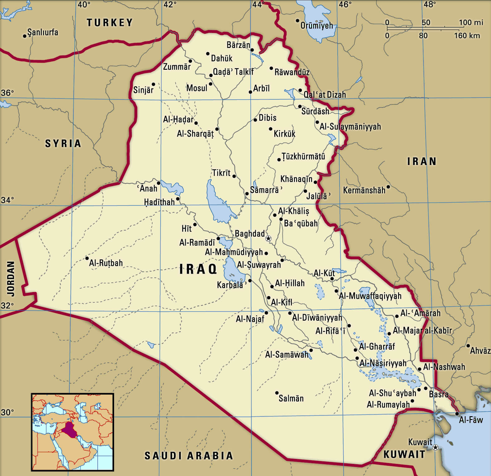 Iraq main cities map