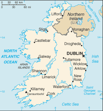 Cities Map of Ireland