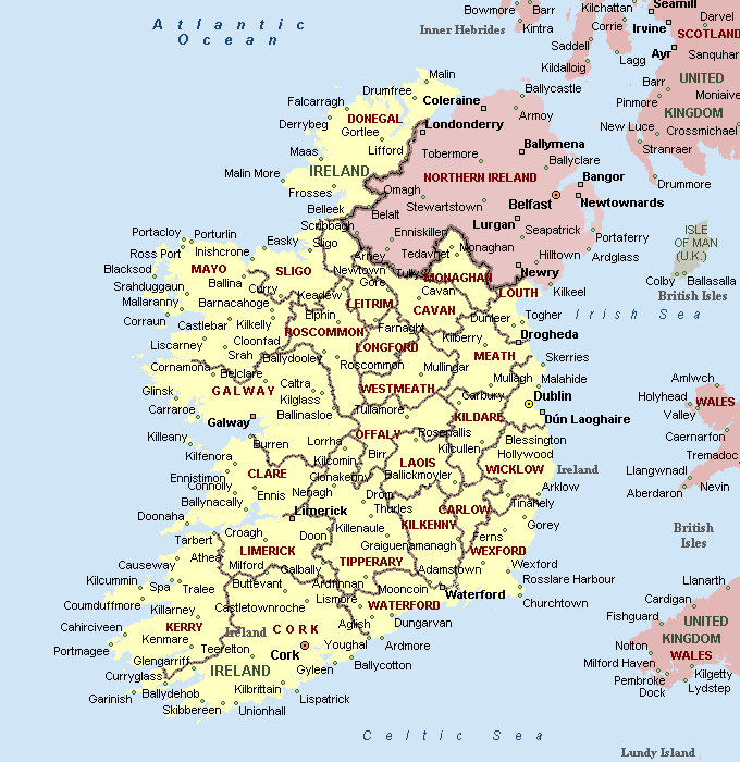 Ireland Cities Map