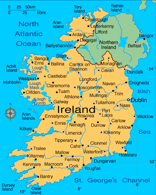 Ireland Major Cities Map Map Ireland With Cities