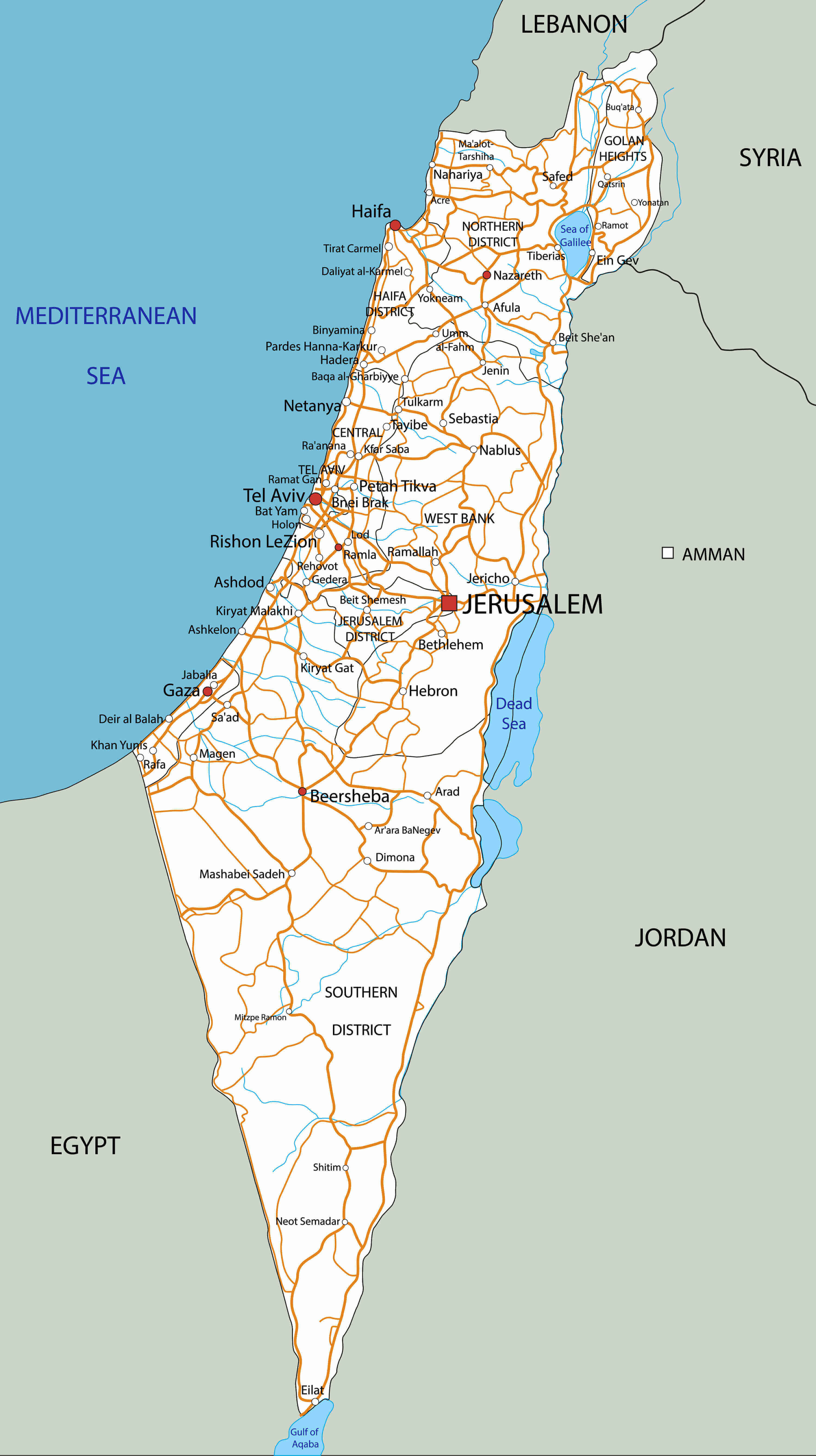 Cities Map of Israel