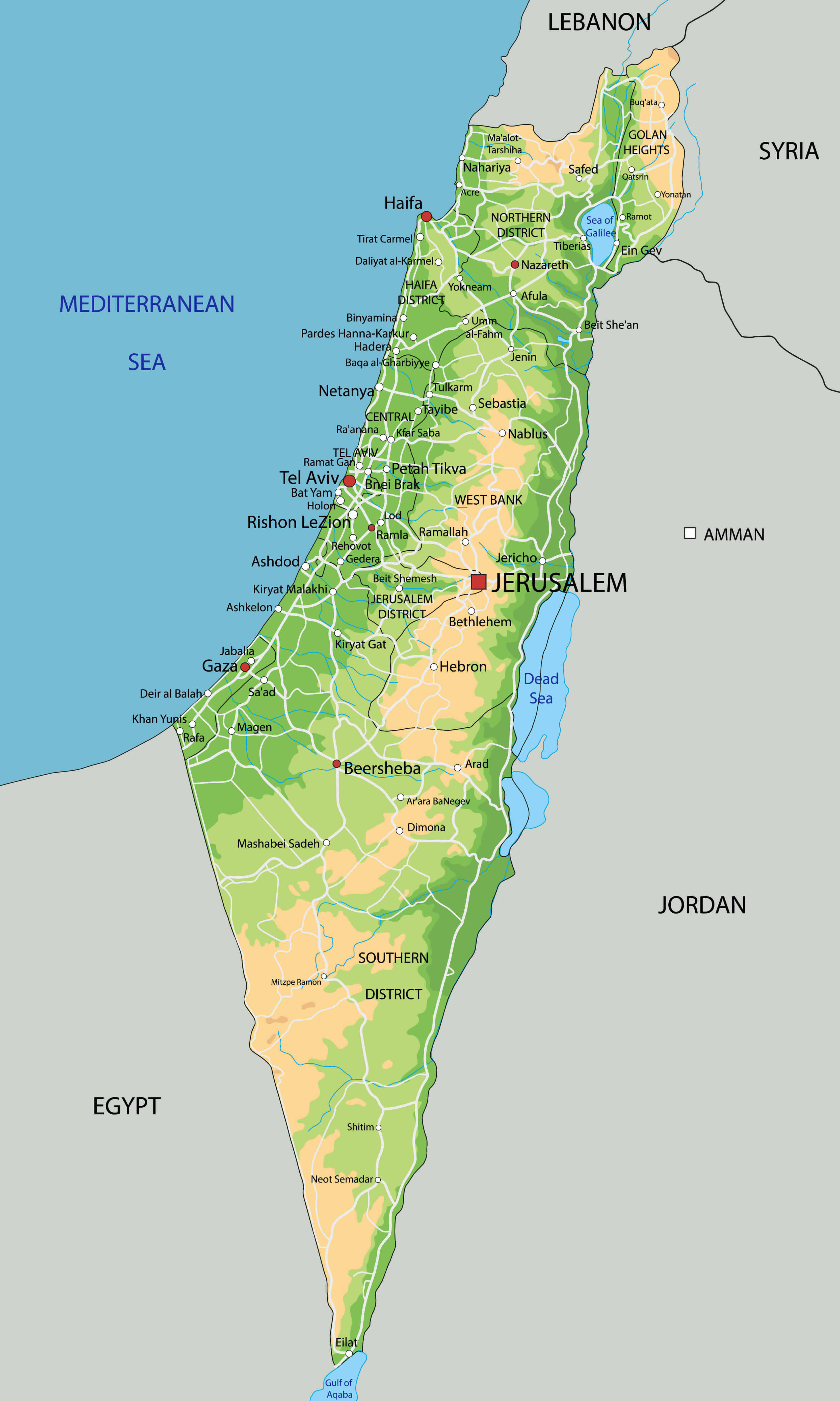 High-resolution Map of Israel