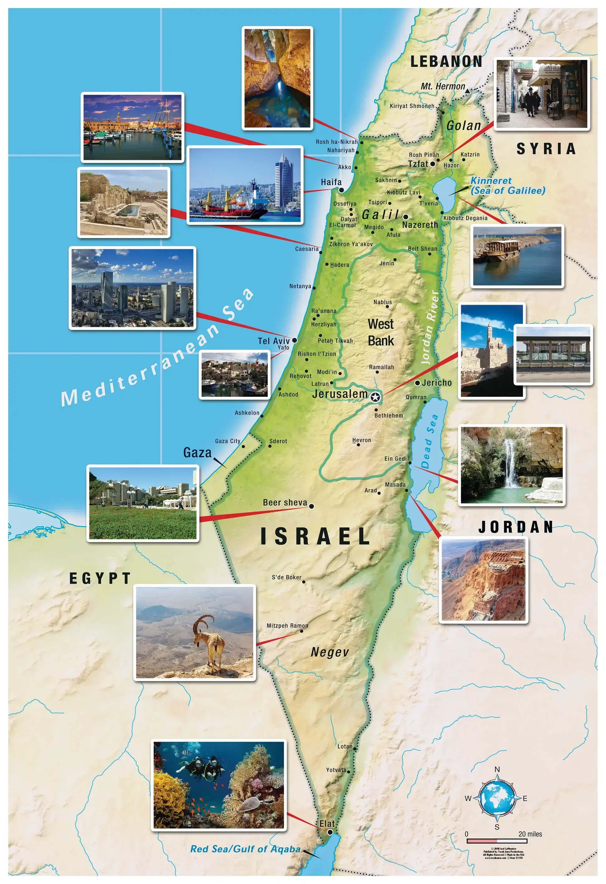 Israel Gaza West Bank physical map