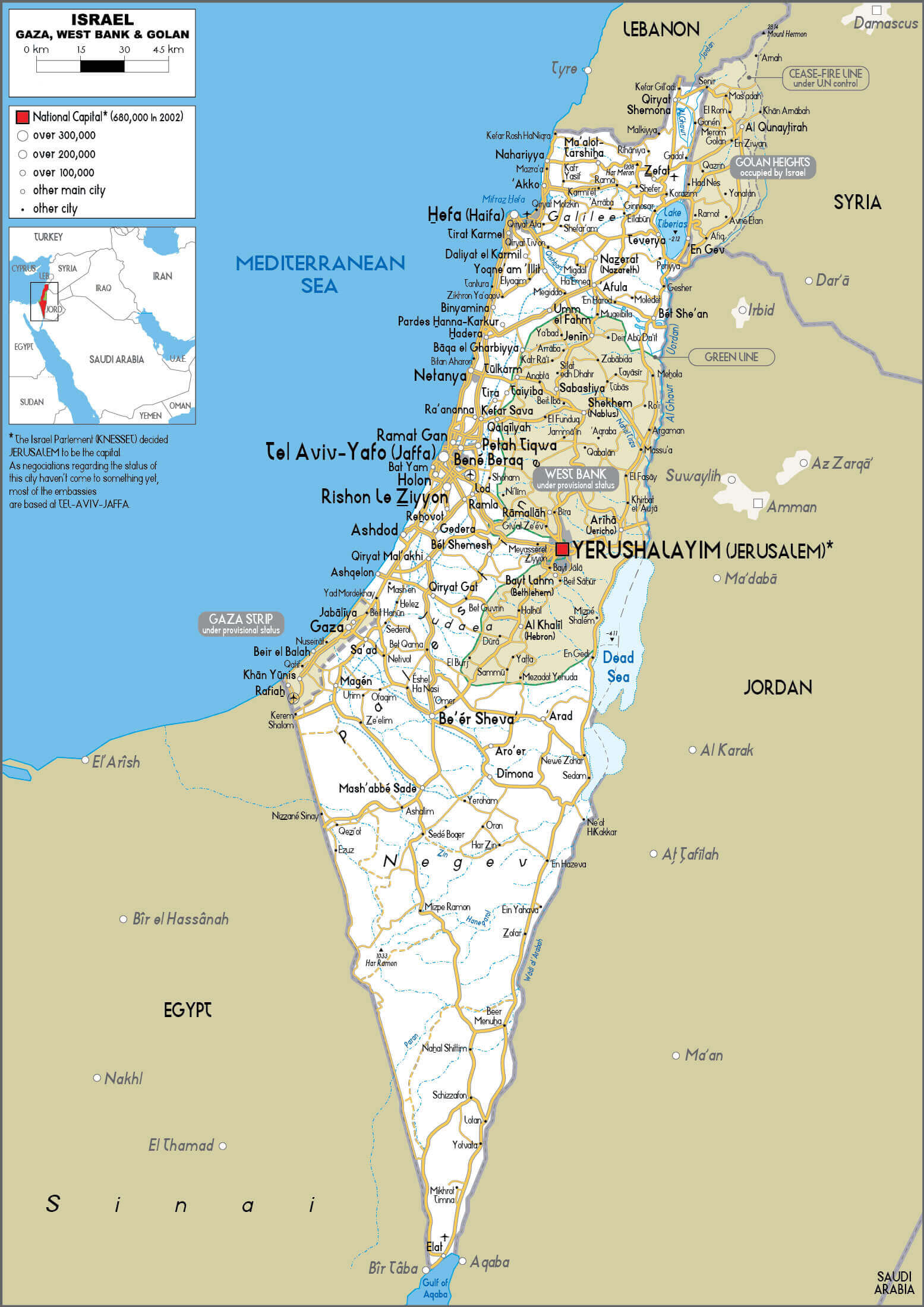 Israel high resolution road map