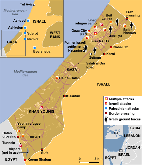 israel map gaza