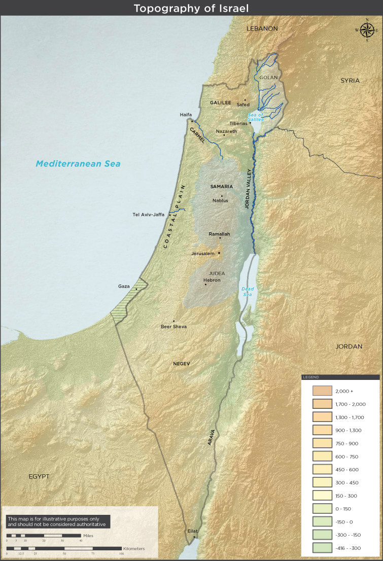 Israel topography map