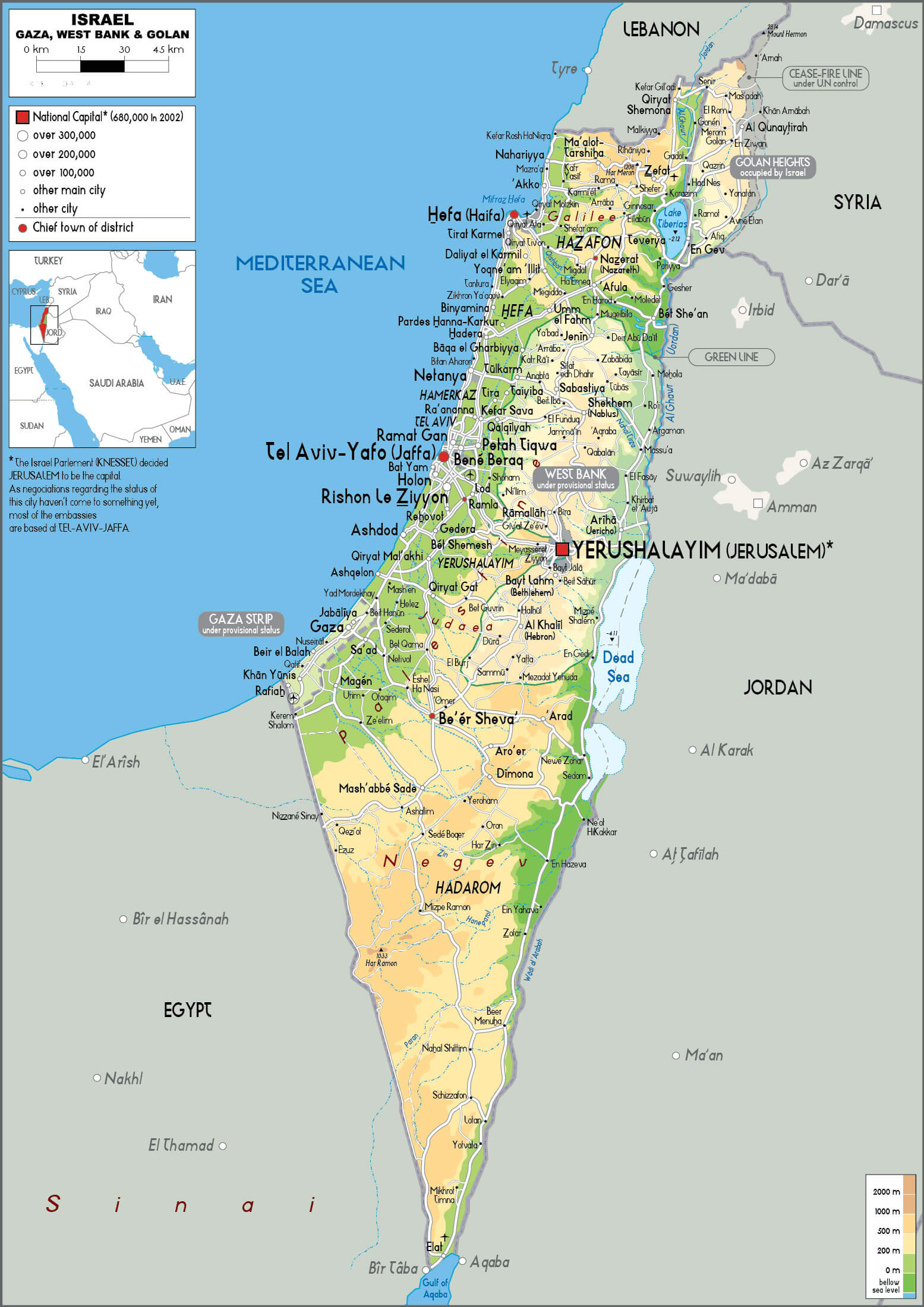 Cities Map of Israel