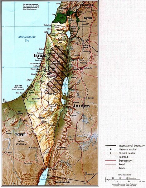 physical map of israel