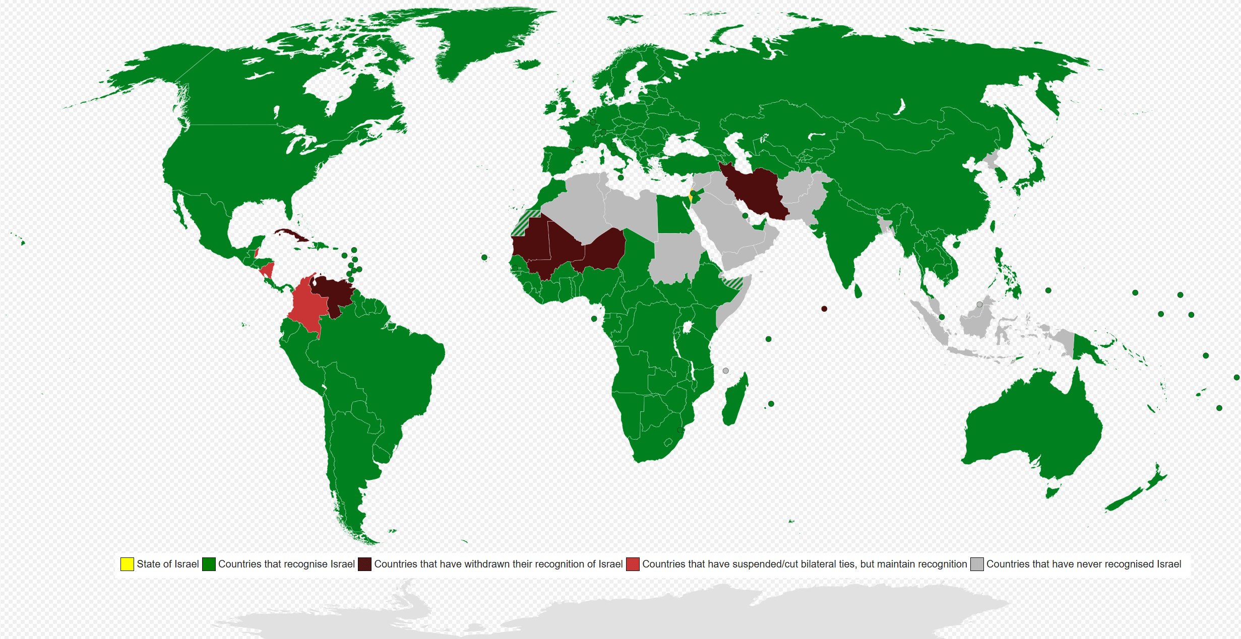 Countries recognizing map of Israel